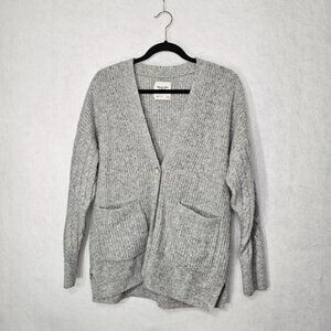 Abercrombie & Fitch Grey Button Front Ribbed Sweater Small